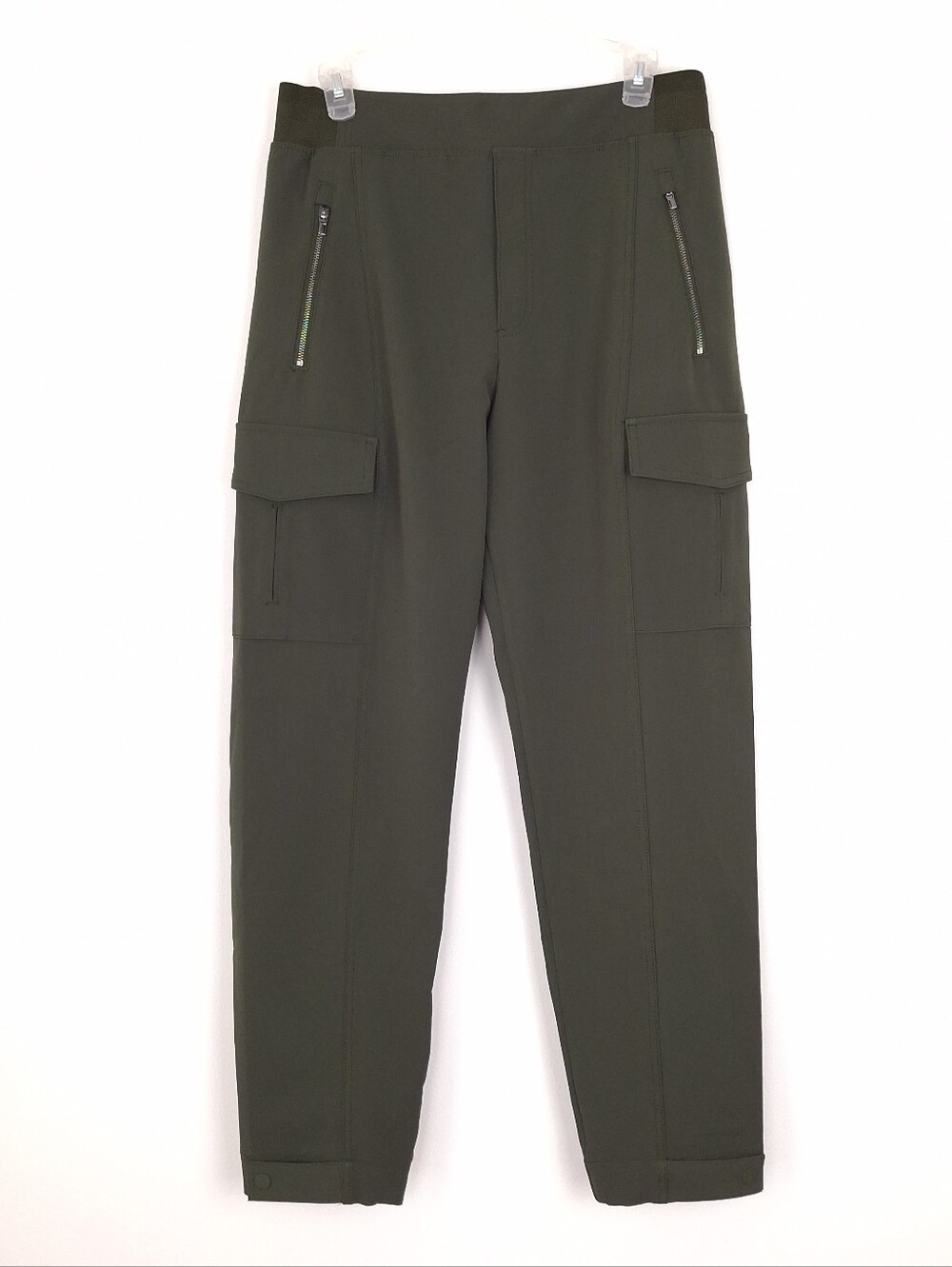 Athleta Endless High Rise Cargo Pant Aspen Olive green travel commute quick dry